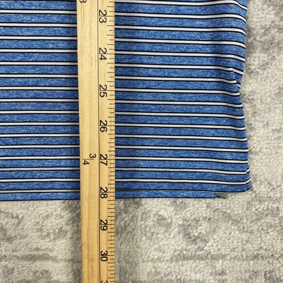 IZOD Golf Shirt Mens Sky Blue Striped Performance Polo Stretch Size Medium - Picture 2 of 6